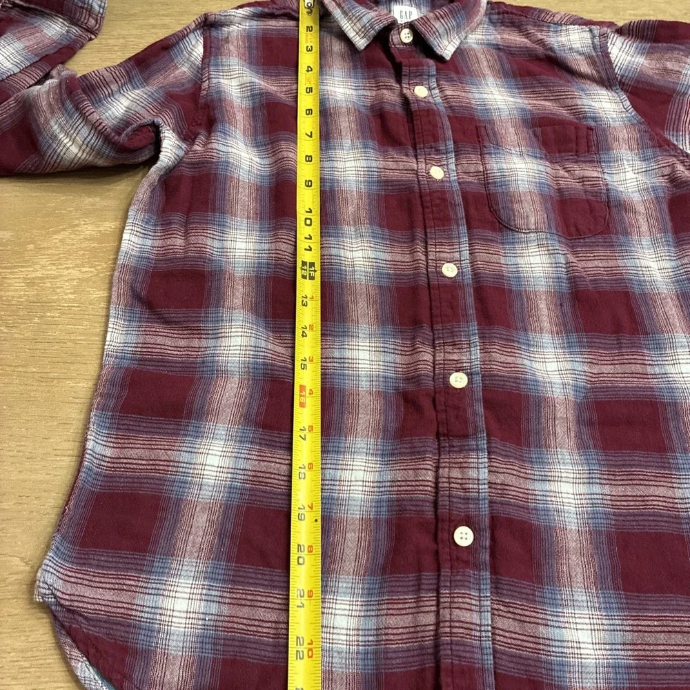 Gap Kids Lined  Button Down Cotton Long Sleeve Size 12 Husky XL Plum/Blue Shirt